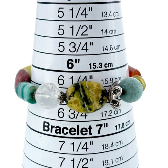 Artisan Silver Tone Multi Gem Magnetic Clasp Bracelet 7.25" - Picture 2 of 4